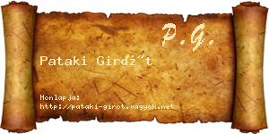 Pataki Girót névjegykártya